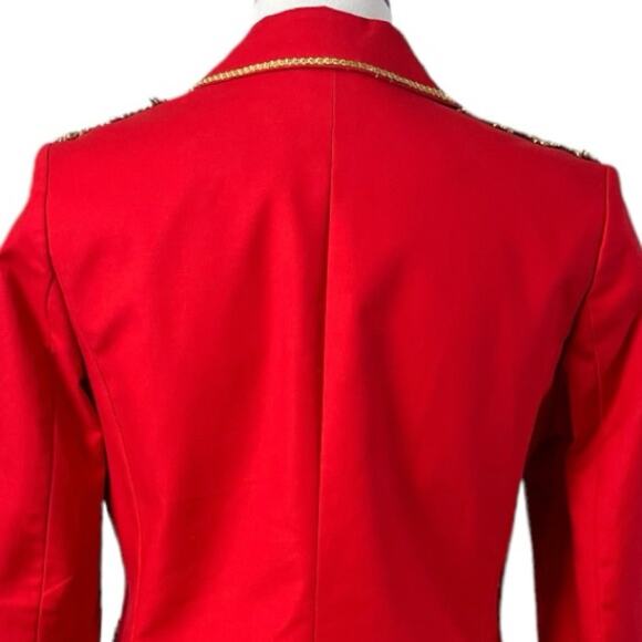 Tommy Hilfiger Blazer Military Style 2 Button Red Gold Braiding Women’s Size 6 - Picture 10 of 16